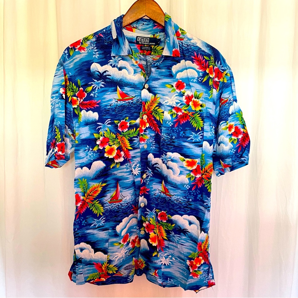 Polo Ralph Lauren Blue Aloha Print Button-Down, Caldwell Style, size M